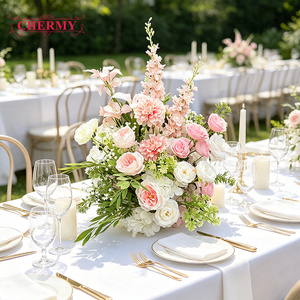 Centre de table floral artificiel Dahlia rose et blanc <span class=keywords><strong>pour</strong></span> mariage, arrangement floral <span class=keywords><strong>pour</strong></span> décoration de jardin extérieur et de fête - Product Image 1