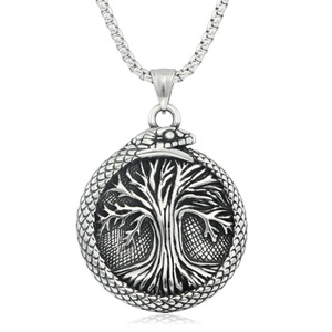 Collar con Colgante de Árbol de Acero Inoxidable con Diseño de Serpiente, Joyería de Moda Unisex 280739 - Product Image 2