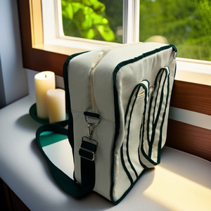 Sac de tennis de grande capacité, sac à raquettes portable en toile pour tennis de table, badminton et tennis, blanc - Product Image 3