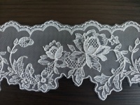 Dentelle brodée rétro motif lotus, 100 % polyester, tricotée, largeur 11 cm, bordure festonnée irrégulière, accessoires de mariage pour robes de mariée