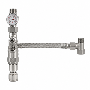Vanne de mélange thermostatique OEM pour système de chauffage, avec manomètre, régulateur de gaz, soupape de décharge de pression et tuyau tressé pour surpresseur de réservoir - Product Image 1
