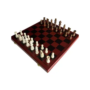 Verificadores de xadrez de madeira, verificadores de xadrez de viagem dobrável, placa de xadrez com peças de xadrez de madeira