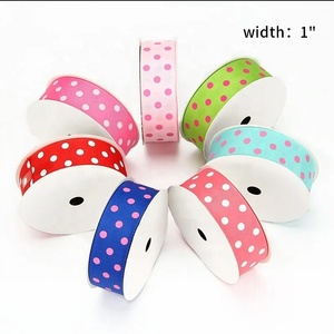 Bán buôn tùy chỉnh với biểu tượng màu trắng Grosgrain <span class=keywords><strong>Ribbon</strong></span> Polka Dot <span class=keywords><strong>Ribbon</strong></span> Polyester màn hình in logo hoa văn - Product Image 3