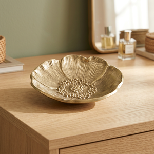 Assiette décorative en métal en forme de fleur, motif végétal gravé à la main, design traditionnel chinois - Product Image 5
