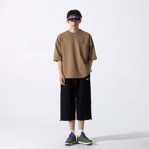 High-end Round Collar <b>Pocket</b> T-<b>shirt</b> Custom Oversized 100% Cotton Short Sleeve Silk Screen Printing Solid - Product Image 2