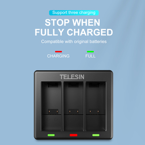 Chargeur de batterie au lithium Telesin pour Go Pro 12 à 3 emplacements et 2 batteries de remplacement pour Go Pro Hero9/10/11/12 - Product Image 2