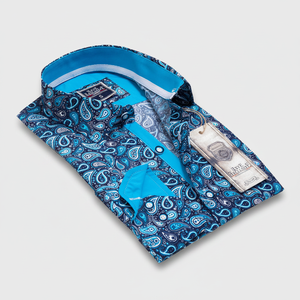 เสื้อที่กำหนดเองโทนสีฟ้า Paisley - Product Image 2