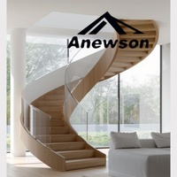 Escalier en colimaçon en bois massif pour intérieur, norme australienne, avec marches lumineuses LED, ANEWSON, garantie 5 ans, respectueux de l'environnement