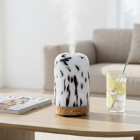 Diffuseur d'huiles essentielles en verre avec fonction minuterie et lumière LED, diffuseur électrique ultrasonique en verre
