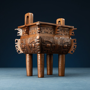 Adorno Cuadrado de Cobre Yu Fang Ding en Bronce Púrpura, Decoración Tradicional para el Hogar u Oficina, Regalo de Año Nuevo Chino para la Sala de Estar - Product Image 1