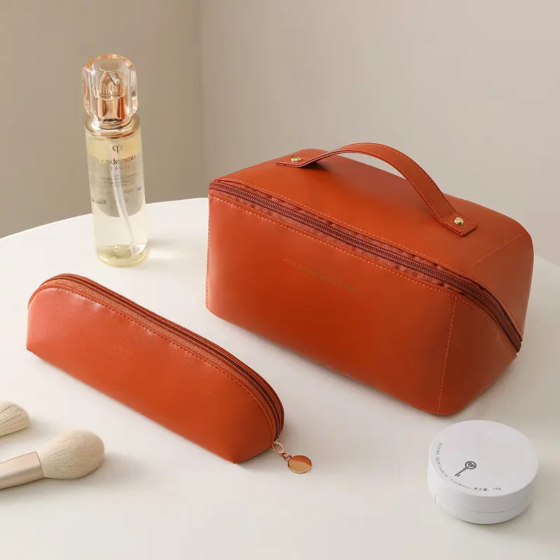 KunhaoOrgan Oreiller Nuage PU sac de maquillage en cuir Voyage portable sac de rangement Réseau Rouge Premium sens trousse de toilette
