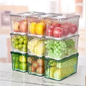 PET fridge organizer kitchen fridge container storage kitchen storage box with lid handle