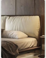 Lit moderne en cuir doux de conception italienne, tête de lit en peluche, cadre robuste, meubles de chambre à coucher confortables, vente chaude