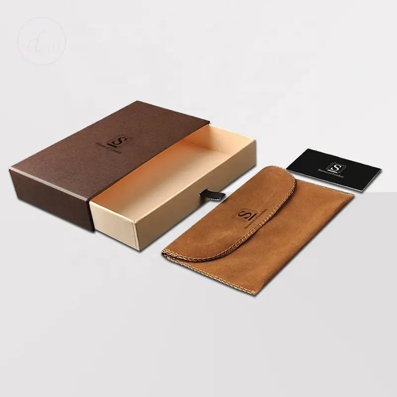 최신 럭셔리 디자인 사용자 정의 로고 인쇄 작은 봉투 플랩 스웨이드 보석 가방 벨벳 파우치 및 상자