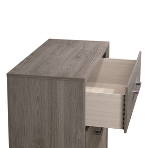 Contemporary 2-<b>Drawer</b> <b>Storage</b> Nightstand Grey Oak Finish Metal Handle - Product Image 2