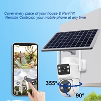 Caméra de sécurité solaire intelligente pour extérieur, 4MP HD, double objectif, PTZ, WiFi sans fil, détection de mouvement PIR, vision nocturne, audio bidirectionnel