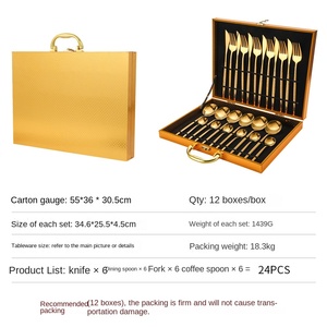 Búa xử lý 36 cái thép không gỉ vàng thiết lập dao kéo đám cưới <span class=keywords><strong>Flatware</strong></span> Set với hộp gỗ - Product Image 6