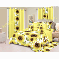 Lots de Draps de Lit en Gros en Microfibre Imprimés 8 Pièces avec Rideaux, Nouveaux Motifs Parures de Lit