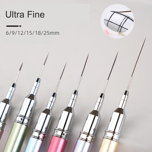 Ensemble de pinceaux ultra fins pour nail art, 6 mm-25 mm, rose, violet, bleu, pour détails, marque privée - Product Image 2