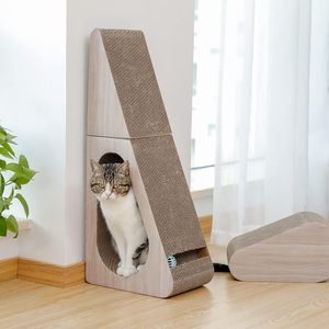 Mèo gãi 2 trong 1 lớn sóng mèo scratcher ba mặt sử dụng gãi pad với quả bóng cho mèo trong nhà và mèo con - Product Image 1