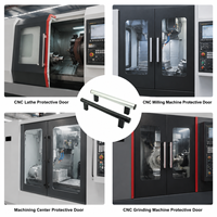 Poignée de traction en aluminium argenté avec support de montage en nylon noir et capuchon plat pour équipement de protection de porte de tour/fraiseuse CNC