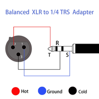 Adaptateur XLR femelle vers quart de pouce 6.35mm mâle 3P connecteur de câble de prise Audio XLR femelle vers adaptateur TRS équilibré 1/4 \"