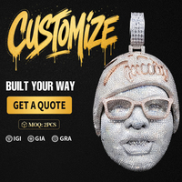 Pendentif Portrait 3D Personnalisé en Argent Sterling 925 Moissanite Iced Out Hip Hop pour Hommes, Cadeau Idéal pour Fêtes et Streetwear - Grande Vente