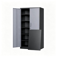 Armoire de rangement en métal laminé à froid renforcé et épais avec portes battantes doubles, unité de stockage sécurisée pour laboratoire et chantier