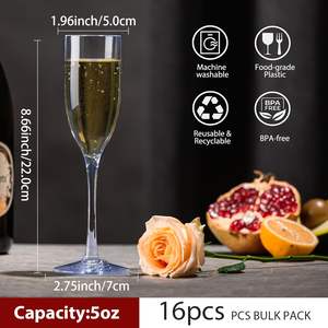 Flûtes à <span class=keywords><strong>champagne</strong></span> en plastique bleu de 5,4 oz, verres à vin en acrylique incassables en gros, flûtes réutilisables pour mariage, bar à mimosa, décoration de fête - Product Image 2
