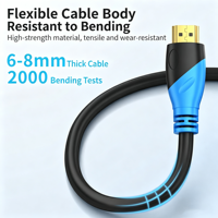 Câble 1M 2M 2.0 haute vitesse, connecteur de cordon haute définition 4K 60Hz, adaptateur pour ordinateur, moniteur, téléviseur, projecteur, console de jeu