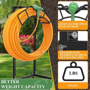 Garden Hose <b>Rack</b> 160 Ft Capacity Large Arc Frame Outdoor Water Pipe Holder Black Powder Coated - Product Image 4
