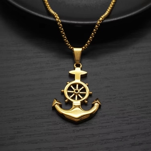 Colliers pendentifs en acier inoxydable anti-ternissement et étanche, motif <span class=keywords><strong>ancre</strong></span> <span class=keywords><strong>de</strong></span> <span class=keywords><strong>bateau</strong></span> viking punk, bijoux <span class=keywords><strong>de</strong></span> mode pour hommes, vente en gros - Product Image 2