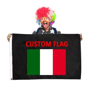 2024 individuelle Flagge Polyesterdruck Logo 3 × 5 Außenbereich Italien Europameisterschaft Fans Fahne mit jubelenden Flagge