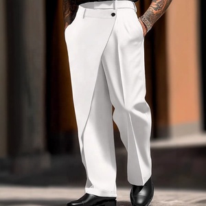 Nouveau pantalon <span class=keywords><strong>homme</strong></span> 2026 style coréen vintage urbain, <span class=keywords><strong>coupe</strong></span> droite large évasée, avec coutures irrégulières et boutons décoratifs - Product Image 3