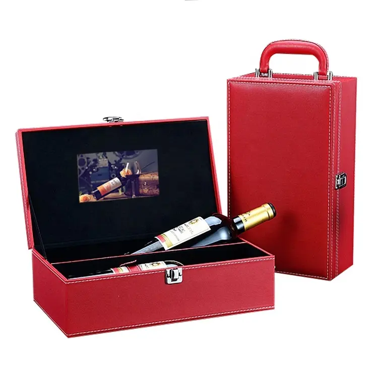 Hot selling packing custom video wine box with lcd screen manufacturers custom lcd box