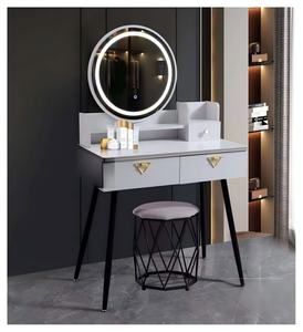 Modern <b>Makeup</b> Vanity <b>Table</b> <b>with</b> <b>Lighted</b> Mirror Storage Drawers for Bedroom Furniture - Product Image 1