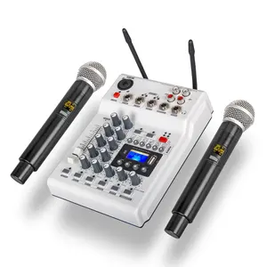 पेशेवर पोर्टेबल UHF दोहरी चैनल वायरलेस माइक्रोफोन मुखर Reverb प्रभाव मिक्सर डीजे कंसोल डिजिटल ऑडियो संगीत के साथ मिक्सर