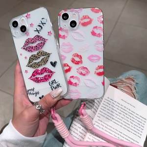 Coque de téléphone souple avec impression de lèvres colorées et trous fins pour iPhone X Xs Xr 7 8 11 12 13 14 15 16 Pro Max - Product Image 1