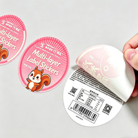 Étiquettes adhésives personnalisées, durables, holographiques, imperméables, pliables, multicouches, à décoller, pour autocollants double face à trois couches