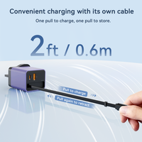 Chargeur rapide GaN 65W avec câble Type C, chargeur mural 3 ports, adaptateur pour ordinateur portable QC3.0
