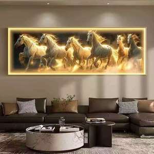 Decorazione Moderna 7: Quadro Cavallo in Corsa, Poster Moderno con Stampa Animale, <span class=keywords><strong>Arte</strong></span> Murale con Immagine <span class=keywords><strong>di</strong></span> Cavallo, Dipinto LED - Product Image 1