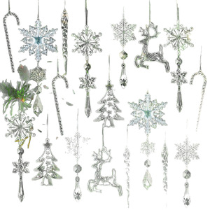 Dropshipping Shopify 18 Pieces Acrylic Christmas <b>Tree</b> Hanging <b>Ornaments</b> Icicle Drip Drop Pendant Decor Set - Product Image 1