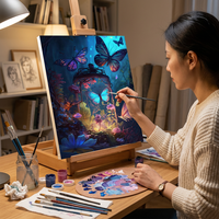 Kit de peinture par numéros pour adultes, papillon de dessin animé, 24 couleurs, toile acrylique imperméable, peinture murale, décoration de la maison, cadeau