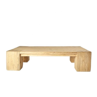 Table basse de canapé de tronc d'arbre de bord vivant en bois massif récupéré naturel de style rustique antique