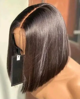 Perruque Bob Naturelle 100% Cheveux Humains, Coupe Droite, avec Fermeture Kim 2*6 et Frontale en Dentelle 13X4, Cheveux Vietnamiens Bruts, pour Femme