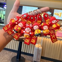 Porte-clés Mignon Mouton, Mascotte du Nouvel An Chinois, Poupée Chèvre de Dessin Animé, Pendentif de Sac, Jouet pour Machine à Pinces