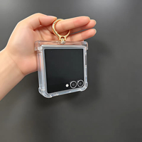 Z Flip 8 Telefon Kılıfı, Hava Yastıklı ve Düşmeye Dayanıklı Tasarım, PC Malzeme, Şeffaf Halka Tutucu, Flip 7/8 için