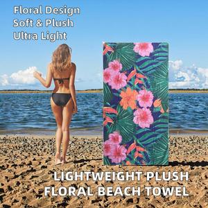 Custom Lightweight Polyester <b>Microfiber</b> Square <b>Beach</b> <b>Towel</b> Factory Direct Sublimated Digital Floral Printed Plush Quick-Dry - Product Image 2