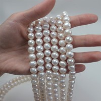 Chaînes de perles d'eau douce en forme de pomme de terre de 9-10 mm avec un lustre premium, matériau idéal pour des projets de bijoux faits main distinctifs