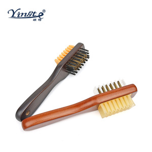 Cepillo para zapatos de madera maciza Yinste de doble cara con cerdas de goma y metal para limpiar calzado deportivo - Product Image 2